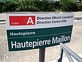 Signalétique de la station Hautepierre Maillon, ancien terminus, devenue Cervantès.