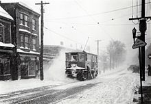 Tram with plow attachment, 1930s Tram Plow, Halifax.jpg