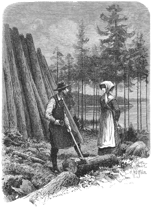 Trollenvrouw (Huldra, let op staart) ontmoet houtskoolmaker, 1882