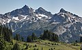 Unicorn Peak (left), with West Unicorn Peak (center), and Foss Peak (right)