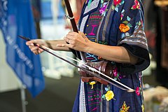 Image 13A traditional musician wears a woven brocade silk shirt (from Culture of Vietnam)