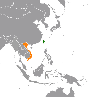 Mapa indicando localização de Taiwan e do Vietnã.