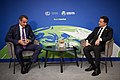 Zelensky with Greek Prime Minister Kyriakos Mitsotakis at the 2021 United Nations Climate Change Conference on 1 November.