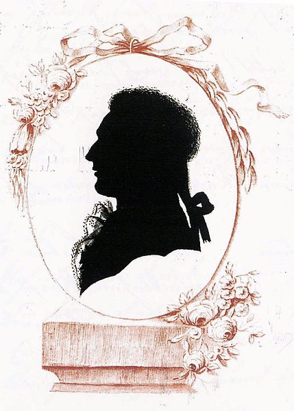 A traditional silhouette portrait of the late 18th century