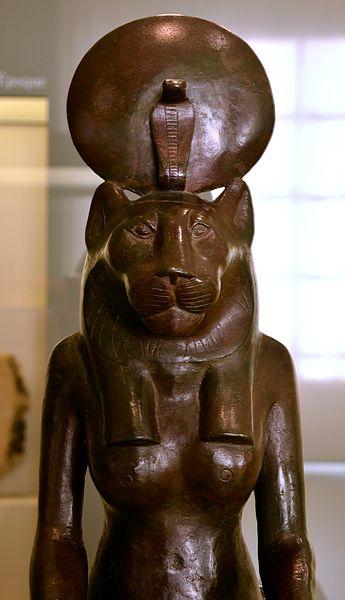 Wadjet, depicted as a lioness, with a rearing cobra on her crown.
