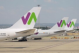 Wamos Air-fly på hovedbasen på Adolfo Suárez Madrid-Barajas lufthavn.