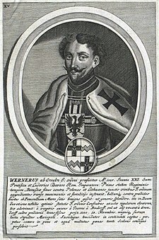 Velmistr Werner z Orselnu na rytině z r.1684
