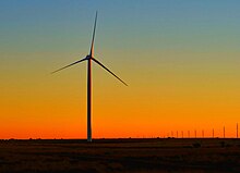 Wind turbine at dusk, Snowflake Wind turbine at dusk, Snowflake, AZ.jpg