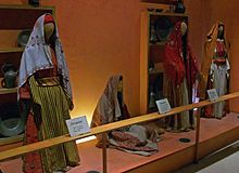 Traditional female clothing Women's attire on display at the Jordan Museum of Popular Traditions.jpg