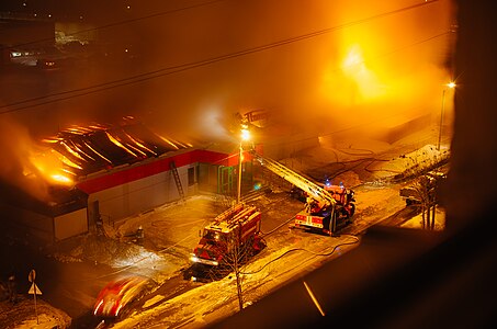 Fire in Pervouralsk in Russia