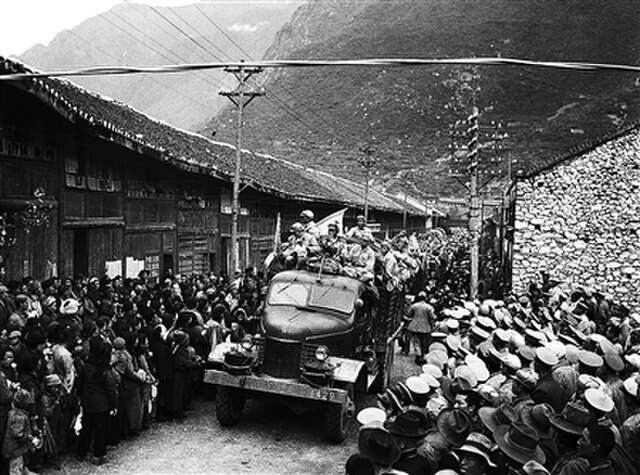 PLA marching into Kangding, Tibet