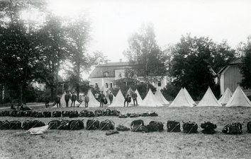 Militärförläggning vid Grönbo under Spannarbodabranden.