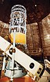 The 100 inch (2.5 m) Hooker telescope at Mount Wilson Observatory near Los Angeles, California. This is the telescope that Edwin Hubble used to measure galaxy redshifts and discover the general expansion of the universe.