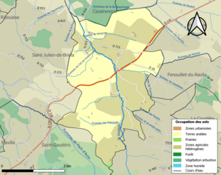 Barevná mapa znázorňující využití půdy.