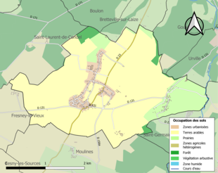 Barevná mapa znázorňující využití půdy.