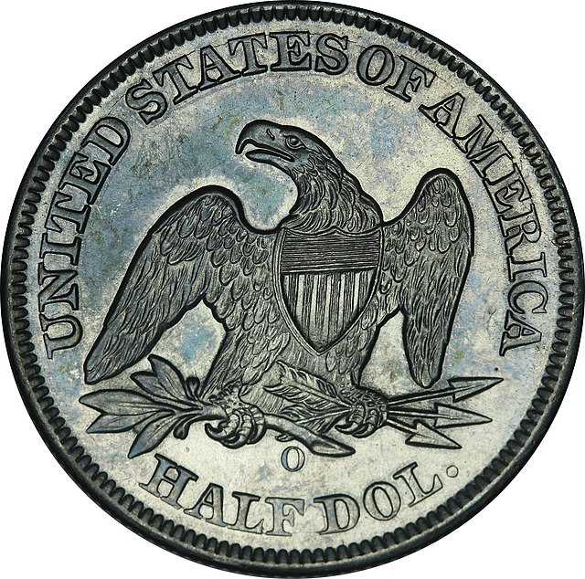 Reverse of the Seated Liberty Half Dollar.