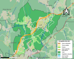 Barevná mapa znázorňující využití půdy.