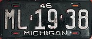 Tahun 1946 Michigan lisensi plate.JPG