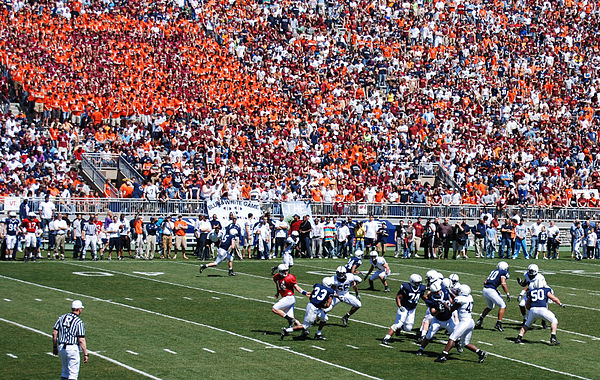 Blue-White game with the VT block in the background