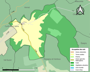 Carte en couleurs présentant l'occupation des sols.