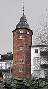 This is a photograph of an architectural monument. Wiebeke-Kruse-Turm 53°47′10″N 9°25′07″E﻿ / ﻿Am Hafen 40﻿ / 53.786045972; 9.4185225440   Foto: 2023   Baujahr: um 1630