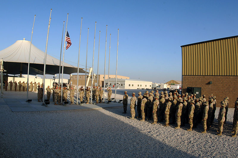 File:379th Expeditionary Medical Group perform a retreat ceremony 2006-03-24.jpg