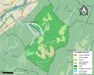 Kolorowa mapa przedstawiająca użytkowanie gruntów.