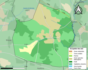 Barevná mapa znázorňující využití půdy.