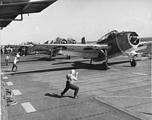 TBM Avenger bombers prepare to take off from the USS Monterey to attack targets on Tinian 80-G-432851 TBM Avenger bombers prepare to take off from USS Monterey (CVL-26) to attack targets on Tinian.jpg