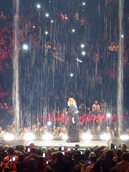 Adele sings "Set Fire to the Rain" at the Genting Arena in Birmingham, March 2016