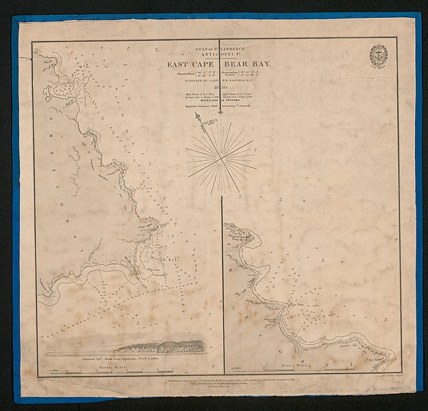 File:Admiralty Chart No 1150 East Cape and Bear Bay, Anticosti Island, Published 1838.jpg