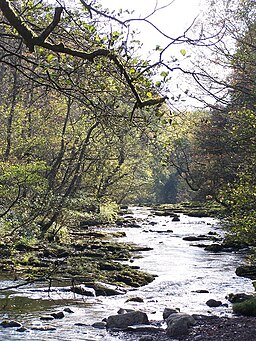 Afton Mellte, view downstream from footbridge - geograph.org.uk - 737293