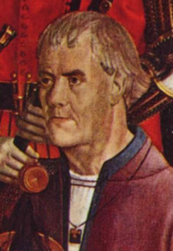 Portrait believed to be the true likeness of Henry the Navigator. Detail from the fifth panel of the polyptych of St. Vincent by Nuno Gonçalves, c. 1470.[10]