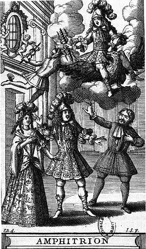 Frontispiece of the 1682 edition of Molière's highly successful comedy Amphitryon, based on a Plautine comic treatment of the myth of the eponymous he