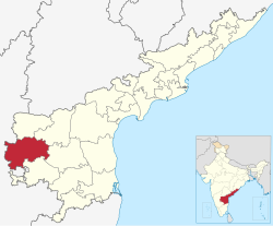 Anantapurin piirikunta Andhra Pradeshin kartalla.