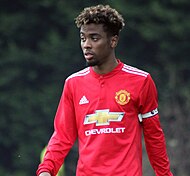 Gomes captaining Manchester United U18 in 2017 Angel Gomes Manchester United U18 (cropped)2.jpg