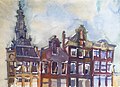 De Kloveniersburgwal - ca. 1965 - aquarel op papier 23 x 17 cm - Renée Stotijn