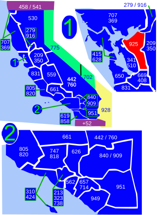 <span class="mw-page-title-main">Area code 925</span> Area code in California, United States