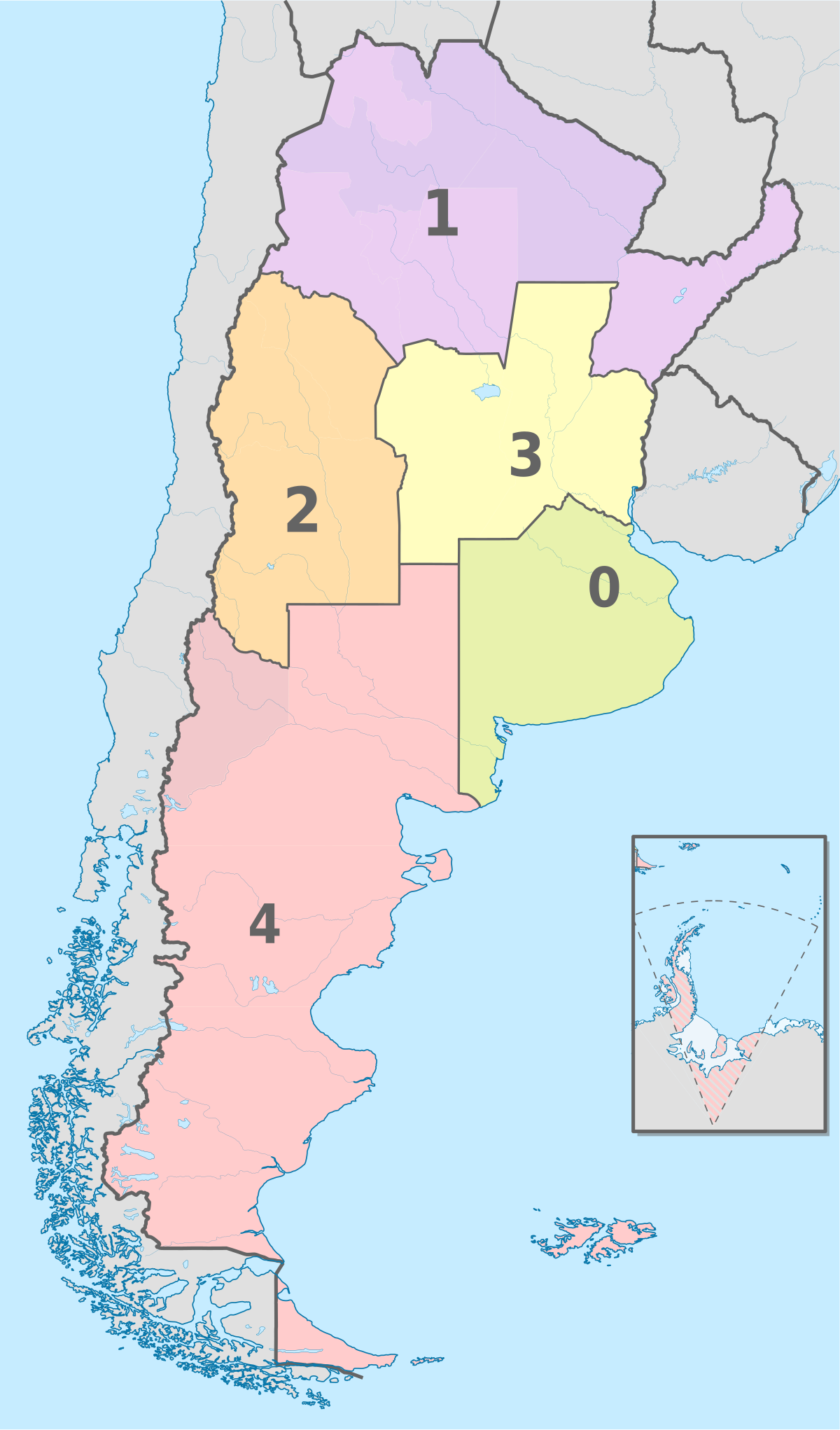 regions of argentina with flags on map of administrative divisions