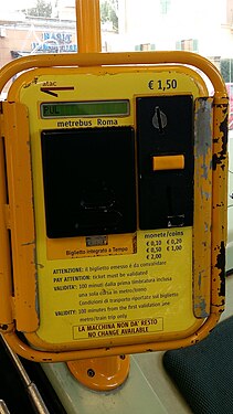 Atac ticket machine of (metro,bus,train) in rome