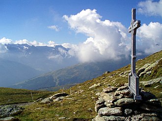 Blick vom Geiseljoch zu den Zillertaler Alpen