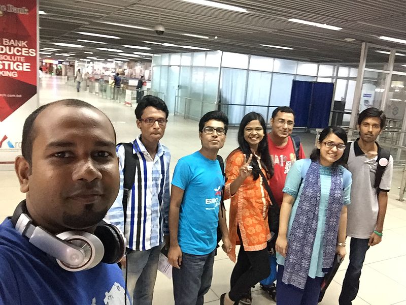 File:Bangla Wikipedia team way to India to attend WikiConference India 2016.jpg