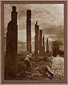 Battle Scarred Sentinels, World War One, Chateau Wood, France, c.1917, by Frank Hurley, vintage print from Exhibition of War Photos 1919