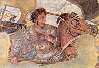 Detajl Aleksandrov mozaik z upodobitvijo Aleksandra Velikega, c. 100 pr. n. št., Pompeji