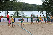 Deutsch: Beachhandball Europameisterschaften 2019 (Beach handball Euro); Tag 2: 3. Juli 2019 – Männer, Vorrunde Gruppe C, Nordmazedonien-Schweiz 0:2 (13:22, 18:19) English: Beach handball Euro; Day 2: 3 July 2019 – Women Preliminary Round Group A – Men Preliminary Round Group C – North Macedonia-Switzerland 0:2 (13:22, 18:19)