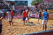 Deutsch: Beachhandball bei den Olympischen Jugendspielen 2018 in Buenos Aires; Tag 7, 13. Oktober 2018; Jungen, Halbfinale – Spanien-Kroatien 2:1 English: Beach handball at the 2018 Summer Youth Olympics in Buenos Aires at 13 October 2018 – Boys Semifinal – Spain-Croatia 2:1 Español: Handball de playa en los Juegos Olimpicos de la Juventud Buenos Aires 2018 en 13 de octubre de 2018 – Semifinales de chicos - España-Croacia 2:1