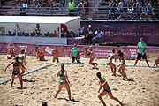 Deutsch: Beachhandball bei den Olympischen Jugendspielen 2018; Tag 4, 10. Oktober 2018; Mädchen, Vorrunde, Gruppe A - Ungarn-Chinese Taipei (Taiwan) 2:0 English: Beach handball at the 2018 Summer Youth Olympics at 10 October 2018 – Girls Preliminary Round Group A‎ – Hungary-Chinese Taipei 2:0