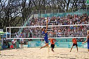 Deutsch: Beachvolleyball bei den Olympischen Jugendspielen 2018; Tag 11, 17. Oktober 2018; Jungen,Finale – Niederlande (Matthew Immers/Yorick de Groot)-Schweden (David Åhman/Jonatan Hellvig) 0:2 (20–22/15–21) English: Beach volleyball at the 2018 Summer Youth Olympics at 17 October 2018 – Final – Netherlands (Matthew Immers/Yorick de Groot)-Sweden (David Åhman/Jonatan Hellvig) 0:2 (20–22/15–21)