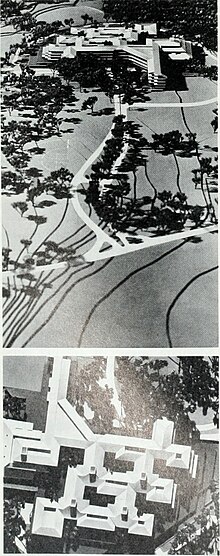 AT&T Basking Ridge "Pagoda" campus renditions for office complex, 1972 Bell telephone magazine (1922) (14569685949).jpg