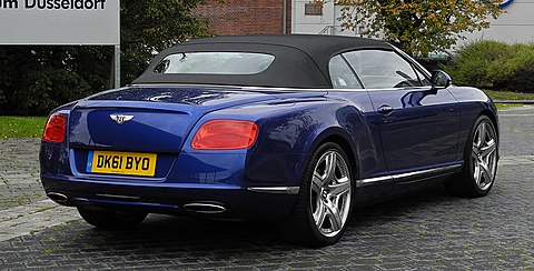 2012 Bentley Continental GTC (closed), rear view